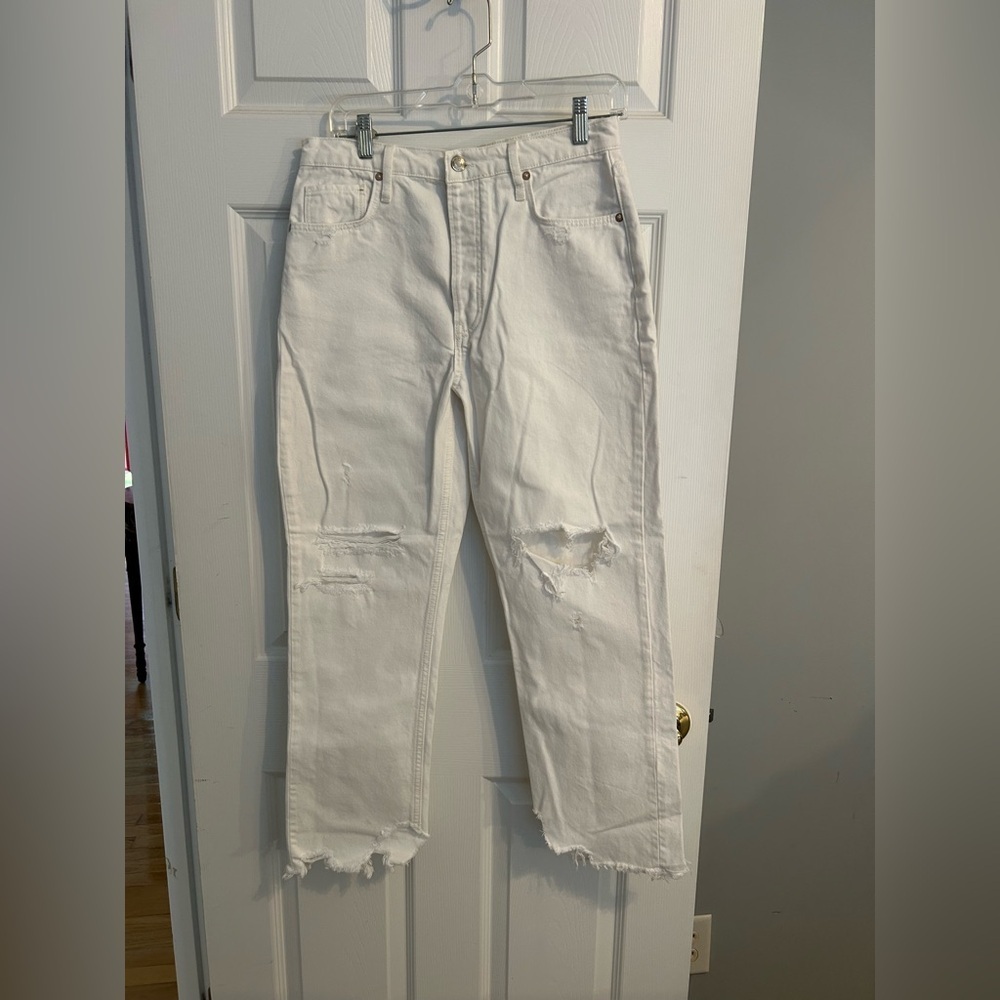 Free People White Distressed Jeans